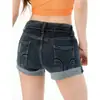 Shorts de Mezclilla con Borde Enrollado Estilo Americano Picante para Mujer, Tendencia Verano 2026 Nuevos Shorts Ajustados Ultra Cortos, Pantalones Cortos Calientes que se Ajustan a la Cadera