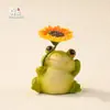 Figura de rana girasol creativa linda original transfronteriza para escritorio de oficina, estanque de peces de resina, rocalla, decoración de jardín