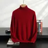 Suéter de Cachemira para Hombre Otoño/Invierno Cuello Vuelto Negocios Casual Edad Media y Joven Tejido Color Sólido Suéter Holgado Camiseta Base Top