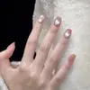 Pó de Goiaba Contas de Vidro Olho de Gato Textura de Alto Padrão Estilo Menina Estilo Irmã Real Unhas Postiças Curtas 30-t Unhas Usáveis