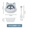 Plato de cena infantil de dibujos animados vajilla para bebé tazón para suplementos alimenticios husky Shiba Inu tazón de arroz tazón pequeño taza de agua tazón plato taza de agua cuchara