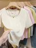 Camiseta Casual de Manga Corta y Cuello Redondo Talla Grande para Mujer, Estilo Verano, Favorecedora para Figuras Curvilíneas, Corte Holgado, Oculta el Vientre, Sencilla y Versátil A3960