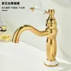 Grifo Retro Francés Frío y Caliente para Lavabo Doméstico, Lavabos de Baño, Lavabos de Agujero Único, Grifo Dorado, Todo Cobre
