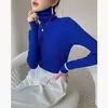 Suéter de Punto de Lana Morado Taro de Cuello Alto Ajustado para Mujer Otoño Invierno Elegante Capa Interior Cuello Voluminoso Suéter de Lana Top Base
