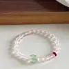 Cristal Rosa Natural de Madagascar, Fluorita Verde, Ágata Roja, Pulsera de Nuevo Estilo Chino, Lujo Ligero, Atrae el Amor, Joyería Suave para la Mano