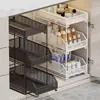 Estante de almacenamiento extraíble debajo del fregadero, caja de almacenamiento multicapa debajo del mueble del baño, cesta abatible debajo del lavabo, estante en capas
