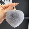 Coreia do Sul Ins Coelho Rex Fofo Bola de Pelúcia em Forma de Coração Chaveiro de Carro Pendurado Bolsa Criativa Distinta Pingente de Amor Chave