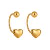 Aretes de Acero de Titanio Estilo Coreano Estilo Ins Dulce Nicho Simple Corazón Forma de U para Hueso de la Oreja Moda para Mujer