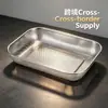 Cesta Drenadora Cuadrada de Acero Inoxidable Transfronteriza, Cesta para Lavar Verduras, Cesta de Almacenamiento Perforada para Lavar Frutas Frescas, Cesta Colgante, Plato, Recogedor Perforado