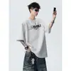 2026 Verão Novo Estilo Unissex Peso Pesado Bordado 3D Solta Sorona Toque de Gelo Camiseta de Manga Curta com Acabamento de Luxo Solta Camiseta