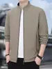 Jaqueta Executiva Masculina Nova Primavera e Outono 2024 Gola Alta Roupa de Negócios para Homem de Meia-Idade Terno Jaqueta Casual