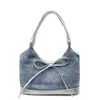 Bolso de Axila Casual de Mezclilla para Mujer 2025 Nueva Moda Estilo Coreano Estilo Preppy Bolso Tote Bolso de Hombro Versátil