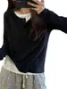 Camiseta de Manga Larga Falsa de Dos Piezas con Bloques de Color Talla Grande para Mujer Otoño Holgada Cubre Imperfecciones Top Base Adelgazante para Mujeres de Talla Grande para Salir