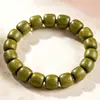 Pulseira Autêntica de Grânulos Redondos de Sândalo Verde Natural em Fio Único para Homens e Mulheres, Luxo Leve e Elegante, Produto Genuíno, Presente de Aniversário, Adequada para Usar e Manusear