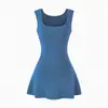 Vestido Bodycon Estilo Desejo Puro com Decote U, Recorte na Cintura Revelando a Pele, Manga Curta, Saia Curta para Mulheres, Vestido de Verão Emagrecedor