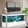 Acuario de pie integrado termoformado para sala de estar, filtro de pared grande, mueble de TV perezoso, mesa de café, acuario