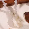 Colar Gargantilha Boho com Pedras Naturais em Lascas e Concha do Mar para Mulheres Joias de Praia Oceânica