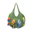 Design único para exportação: uma bolsa de tricô casual e fofa com um estilo descontraído, apresentando grande capacidade e uma única alça de ombro