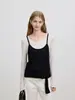 Top de punto de dos piezas de diseño nicho Azni auténtico para mujer, nuevo estilo primavera y otoño, holgado, adelgazante, casual, versátil