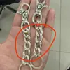 Corrente Grossa Banho de Prata Marca da Moda Fecho Lagosta Corrente Grossa para Calças, Colar Unissex Estilo Europeu e Americano, Coleção Vintage Corrente Cubana Desgastada