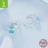 Brincos de prata charme verão novos brincos de turmalina azul verde elegantes de alto sentido s925 brincos de prata esterlina atacado