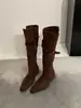 Botas Altas de Tacón Bajo con Punta Aguda Estilo Retro Coreano First Encounter Season para Mujer Otoño/Invierno 2026 Nuevas Botas Plegables de Dos Vías West