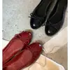 Sapatos Femininos de Couro de Cavalo Lavado Super Macio, Sapatos Baixos Single com Laço Retro Francês, Sapatilhas Versáteis para Mulheres