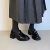 Mocasines de tacón grueso, suela de plataforma, con estampado de camelia para mujer, nueva colección otoño 2026, zapatos de vestir estilo británico, planos sin cordones