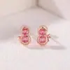 Joias Yuebao Turmalina Prata Esterlina S925 Banhado a Ouro Rosa Design de Laço e Cabacinha Nicho Brincos para o Dia a Dia Atacado