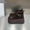 Botas de Cano Alto Birkenstock de Camurça Novas Outono 2026 Femininas Solado Grosso Tira com Fivela Versátil Botas Versáteis Casuais de Moda