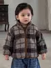 Jaqueta Xadrez de Inverno para Meninos Suéter de Lã Xadrez para Bebê Menino Roupas de Inverno para Crianças Estilo Coreano Roupas de Algodão de Inverno para Meninos