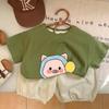 Camiseta de Verano de Algodón Puro para Niños, Manga Corta, Estampado de Dibujos Animados para Bebé, Top Estilo Holgado, Nuevo Estilo Lindo para Niños