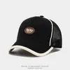 Gorra de béisbol para niños con etiqueta de cuero y letras, gorra de media malla de color caramelo para protección solar de bebé primavera/verano, gorra de pico de pato para niños, transfronterizo