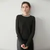 Nuevo Suéter de Punto Versátil de Lana Cachemir para Otoño e Invierno con Cuello Redondo y Perlas, Nuevo Suéter de Cachemir de Moda para Mujer