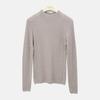 Tejido de Lana Textura Plisada Ajuste Slim Cuello Medio Tortuga Camiseta Base Delgada Otoño e Invierno Tejido de Punto Top para Mujer