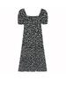 Vestido Floral Estilo Francés para Mujer, Vestido Largo Negro con Abertura para Primavera y Verano, Diseño Elegante, Vestido Nicho de Manga Corta para Hora del Té, Efecto Adelgazante