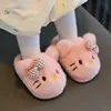 2026 Novas Pantufas de Algodão Quentes Antiderrapantes de Solado Grosso Outono/Inverno para Crianças Gatinho de Pelúcia Desenho Animado Fofo