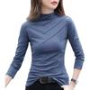 Camiseta feminina de veludo dupla face spandex meia gola alta estilo coreano slim fit emagrecimento estação europeia tamanho grande menina gordinha redutora de idade