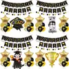 Temporada de Graduación Set de Banderines con Globos Ceremonia de Graduación Decoraciones para Fiesta Negra y Dorada Certificado Suministros para Trofeos de Graduación