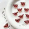 Serie de café roja vintage nacional checa campana de pájaro vidriada de colores hojas hechas a mano pintadas en oro accesorios de material para pulsera DIY