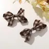 Estilo Preppy Coreano Tela Retro Cuadros Lazo DIY Pasador Pinza Lateral Goma Elástica Zapatos y Calcetines para Mujer Broche Accesorios