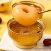 Pera Cozida com Tremella Pera Assada Frutas em Conserva Alimentos Enlatados Pronto para Comer Tigela Dourada Pera Cozida com Tremella Sopa de Tremella Açúcar de Rocha Pera Cozida com Tremella