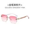 Gafas de Sol Poligonales Recortadas Sin Montura de Leopardo Gafas de Sol Retro Europeas y Americanas para Conducir Moda Protección UV