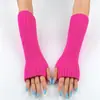 Guantes de Punto Calientes sin Dedos con 30 Rayas Largas, Mangas Falsas, Mangas de Lana, Mangas de Media Pantorrilla para Mujer, Nuevos de Otoño e Invierno Transfronterizos