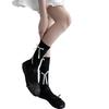 Calcetines de tubo medio apilados de tiras finas de primavera y verano con micro microcanales de miu wind, calcetines de pantorrilla con patrón vertical fino blanco, lazo de ballet wind