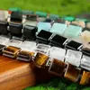 Venta Caliente Transfronteriza 10*10mm Piedra Natural Ágata Cristal Forma Especial Cuadrada con Ranura Pieza Cuadrada Joyería Accesorios DIY