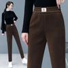 Pantalones harén gruesos con forro polar, de cintura alta, ajustados y adelgazantes, informales, holgados, de talla grande, para invierno