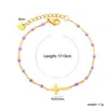 Pulsera de cuentas de semillas de esmalte de colores para joyería transfronteriza, pulsera versátil simple de oro de 18 quilates con forma de cruz, corazón, elefante para mujer