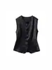Chaleco Blazer de Acetato Lujo Ligero para Mujer, Nuevo Verano 2026 Delgado sin Mangas Cuello Redondo Chaleco Corto