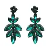 Tendencia de moda de comercio exterior europeo y americano pendientes de hoja pendientes de cristal de zafiro brillante incrustados con diamantes de imitación joyería para la oreja
